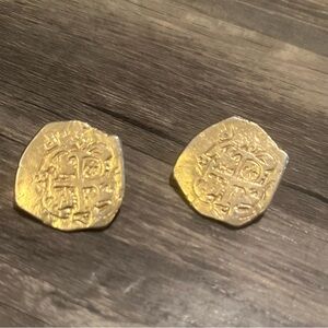 Gold vintage 'clip on' old world coin earrings